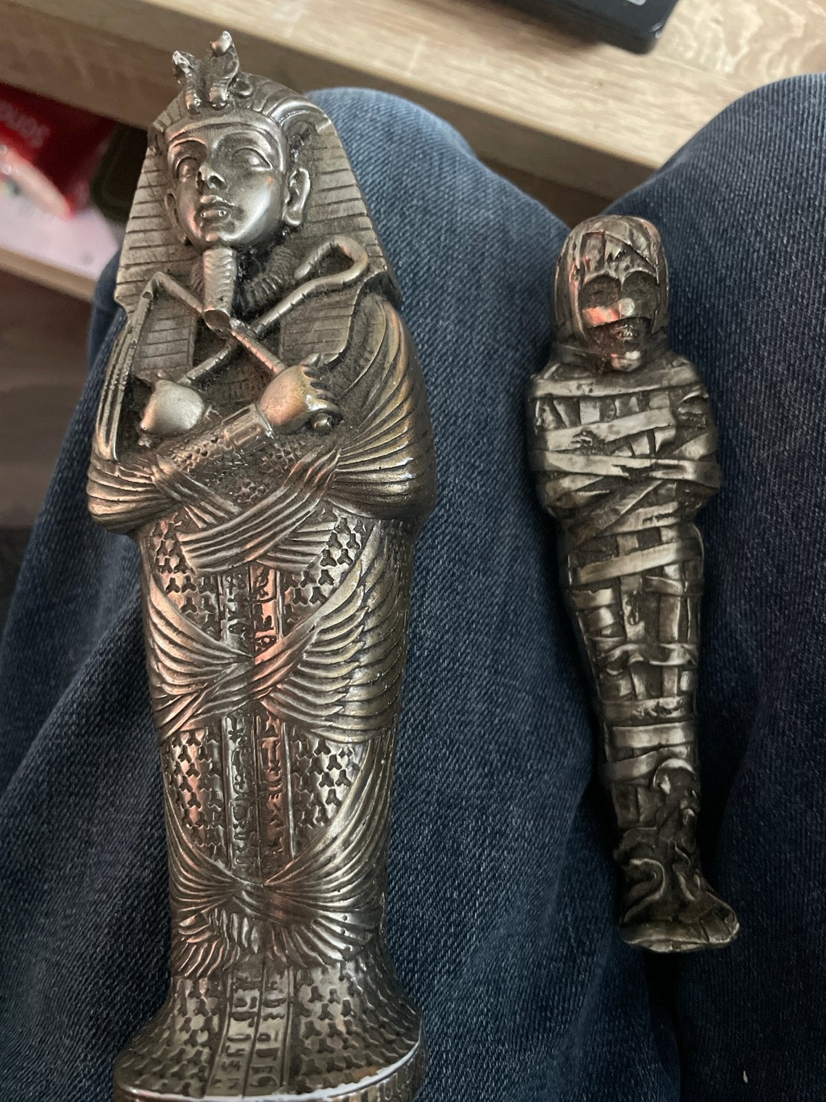 Set van 2 Egyptische mummie en sarcofaag beeldjes, Ophalen