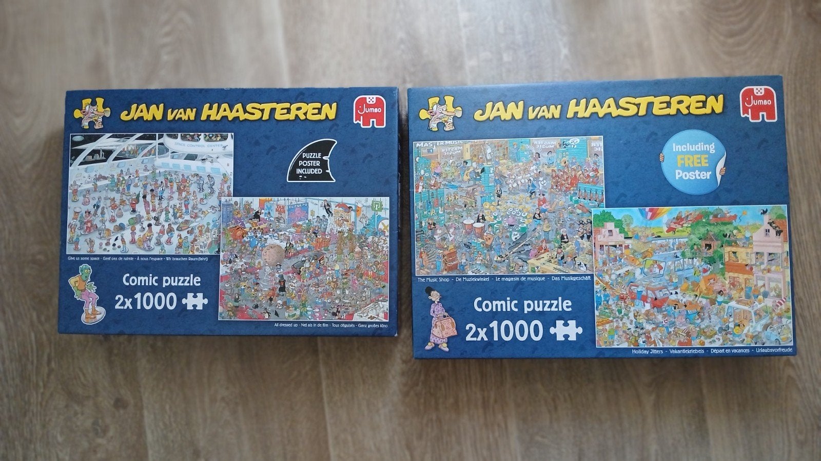 2 van Haasteren dubbele legpuzzels, Ophalen of Verzenden, 500 t/m 1500 stukjes, Zo goed als nieuw, Legpuzzel