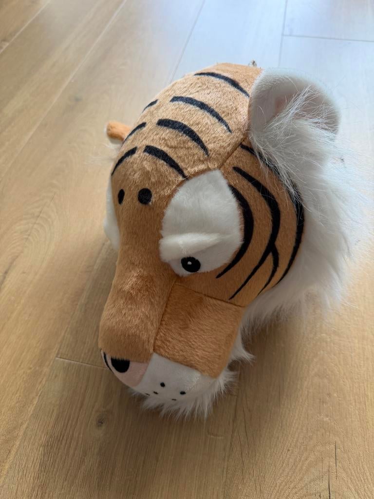Tijger kop knuffel, Oranje, Gebruikt, Ophalen of Verzenden, Met kleding of accessoire
