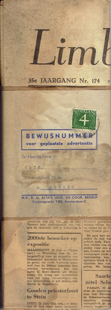 Limburgs Dagblad uit 1953 (35e jaargang), Ophalen of Verzenden, Nieuw, Krant