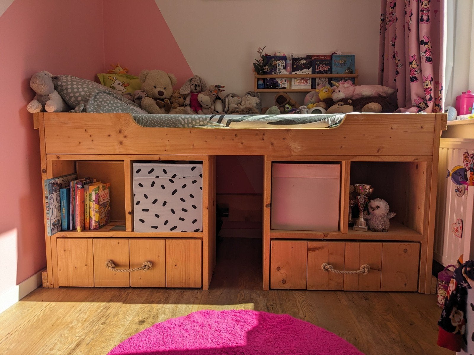 Steigerhouten bed 190x96x85 incl nieuw matras, Ophalen, Zo goed als nieuw, Hoogslaper