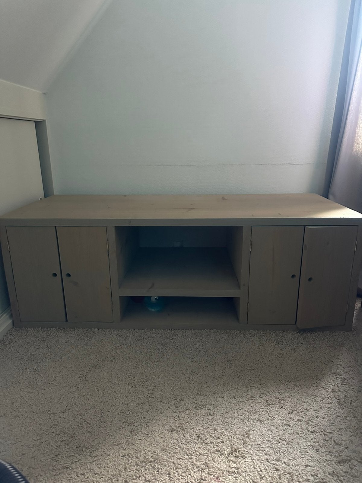 Steiger houten tv meubel met opbergruimte, Ophalen, Gebruikt, 50 tot 100 cm, Minder dan 100 cm