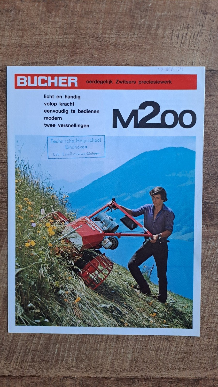 oude folder BUCHER M200 balkmaaier , motormaaier, vingerbalk, Ophalen of Verzenden, Zo goed als nieuw, Folder