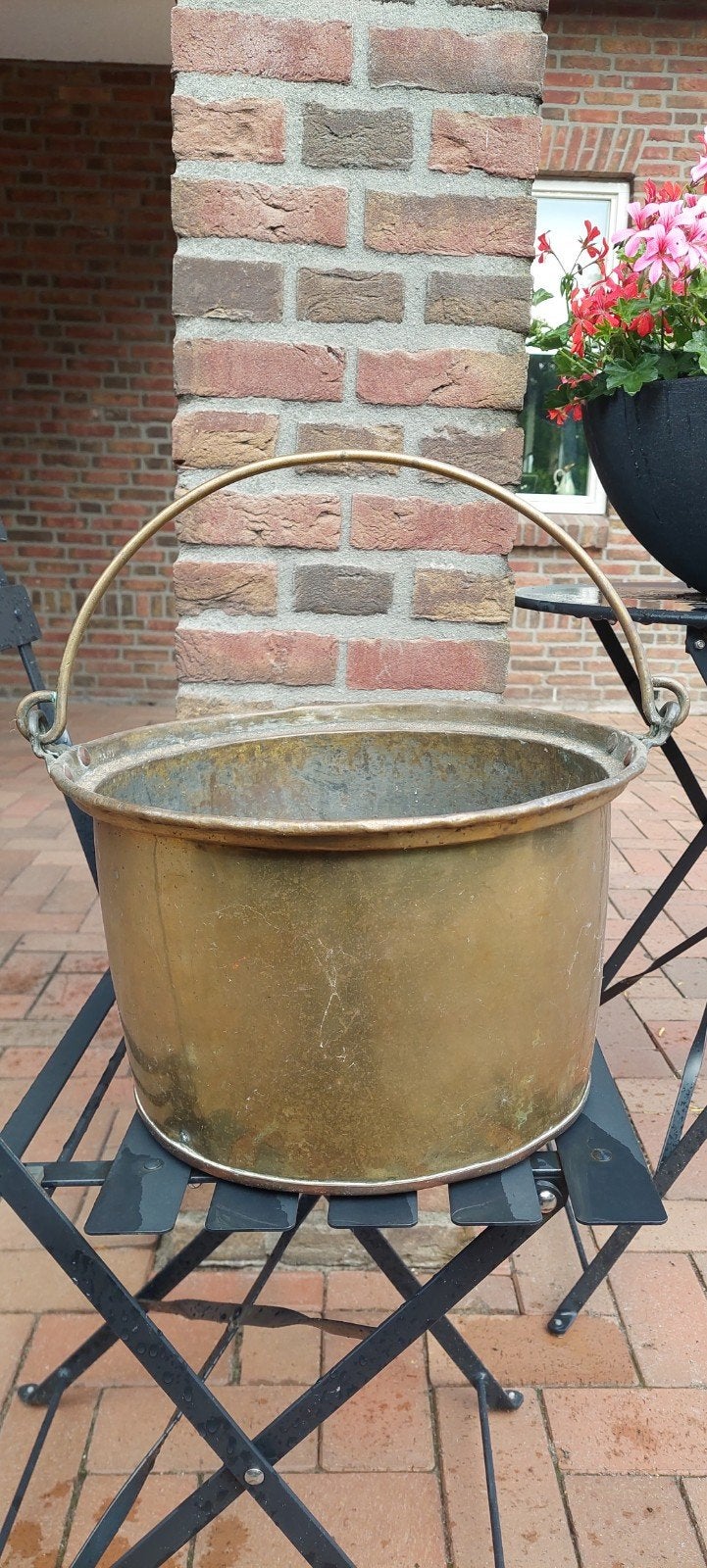 Antieke koperen pot met hengsel, Antiek en Kunst, Ophalen of Verzenden