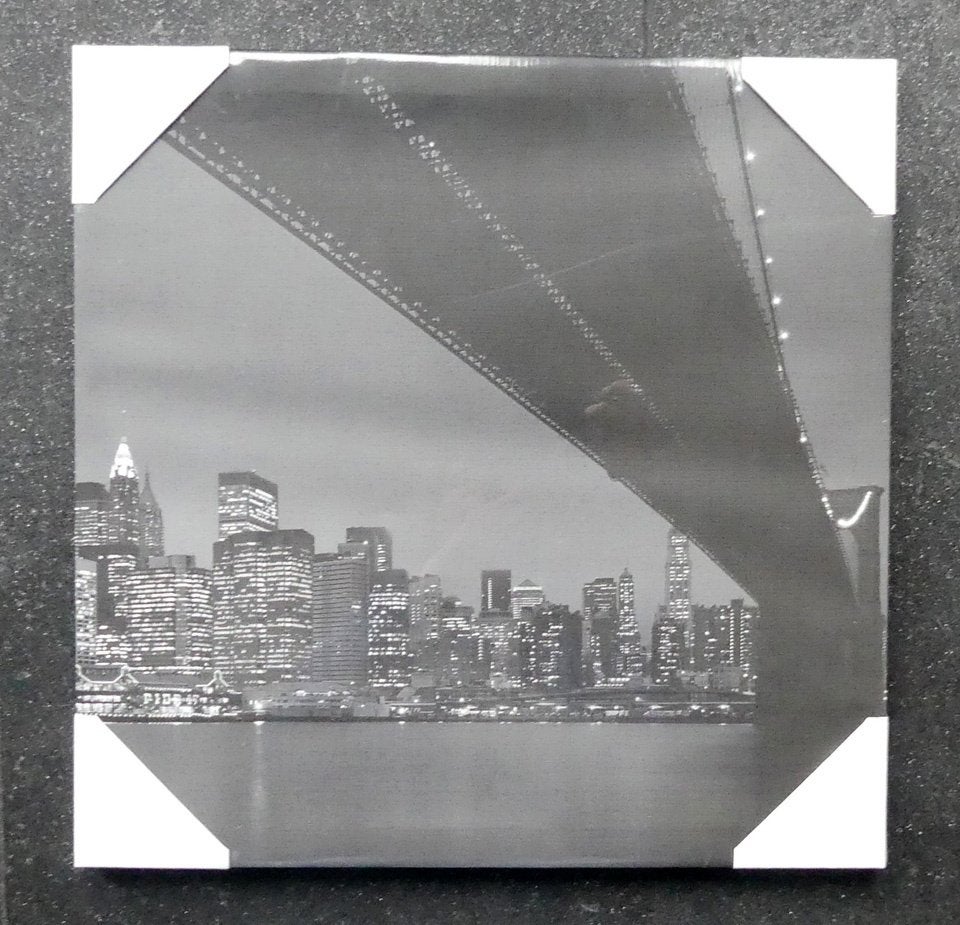 New York fotoprint Brooklyn Bridge 40 x 40 cm, Ophalen, 40 cm, Zo goed als nieuw, Wandbord of Wandpaneel