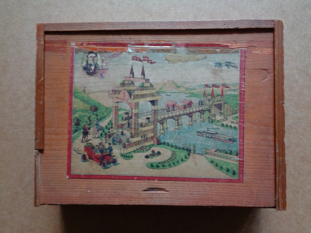 Houten blokkendoos uit de jaren 1920, Verzamelen, Ophalen of Verzenden, Gebruikt