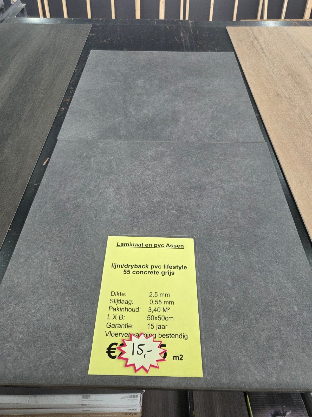 plak pvc lifestyle concrete grijs, Ophalen, 75 m² of meer, Nieuw, Grijs