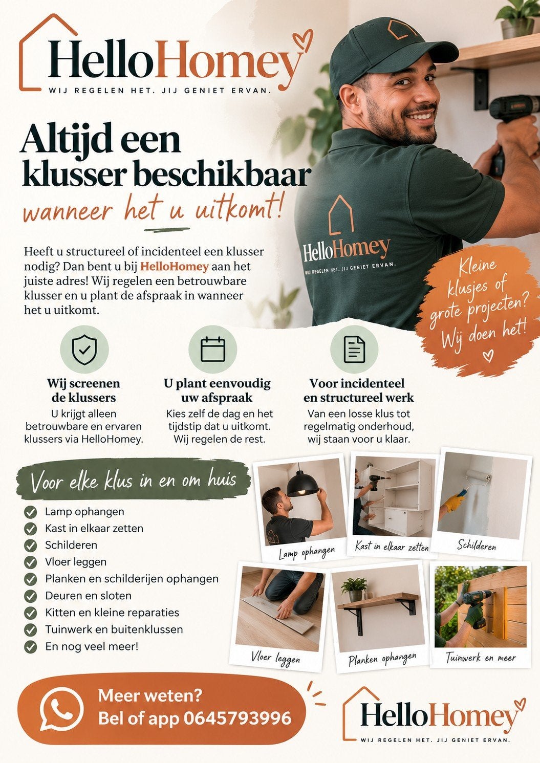 Klusser beschikbaar wanneer het jou uitkomt!, 24-uursservice