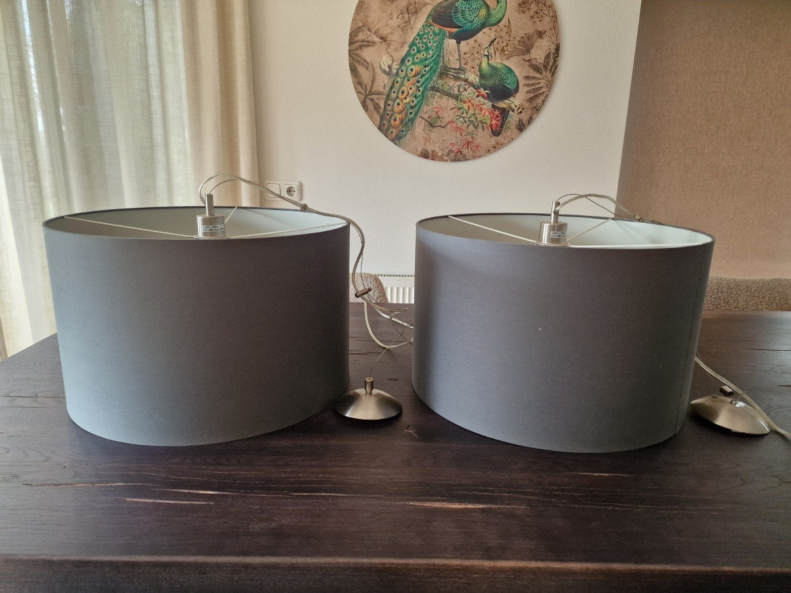 Set van 2 Kloosterman Hanglampen (Grijs) – Ø 47 cm, Kunststof, Zo goed als nieuw, Modern, E27 (groot)