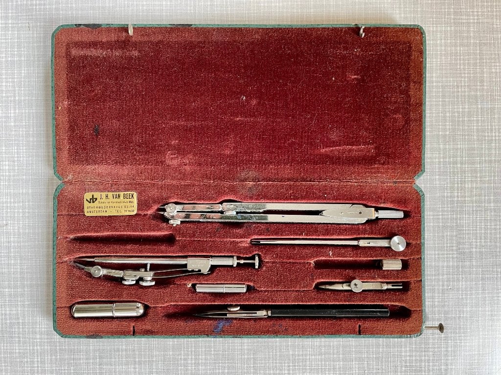 Luxe passer set, Antiek en Kunst, Antiek | Gereedschap en Instrumenten, Ophalen of Verzenden