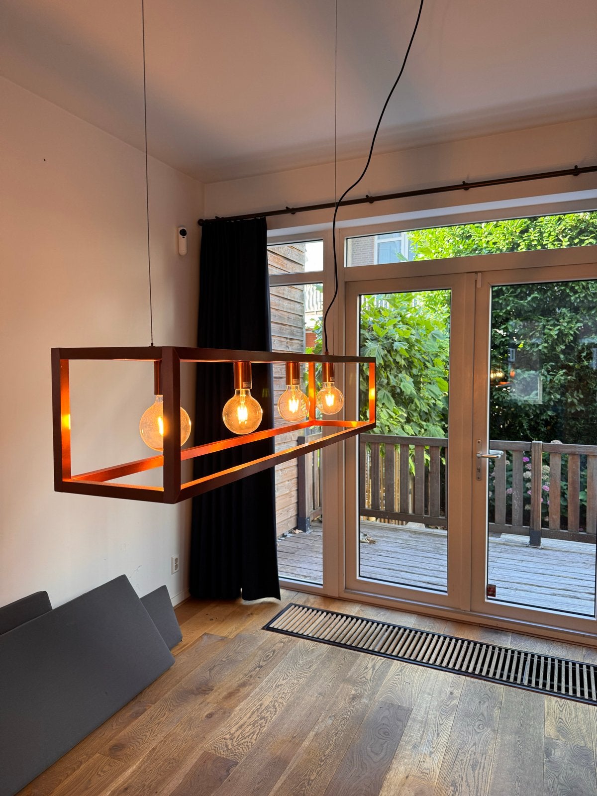 Moderne koperkleurige designer hanglamp, Huis en Inrichting, Lampen | Hanglampen, Ophalen, Zo goed als nieuw, Metaal, E27 (groot)