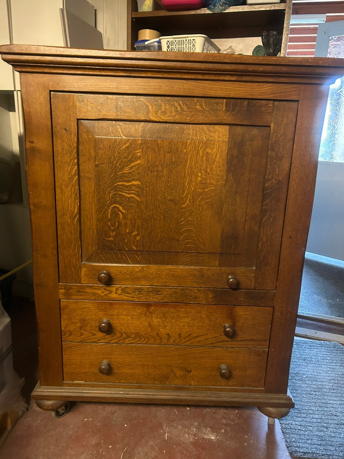 Antiek Eiken TV kast, Ophalen, Gebruikt, 100 tot 150 cm, Minder dan 100 cm