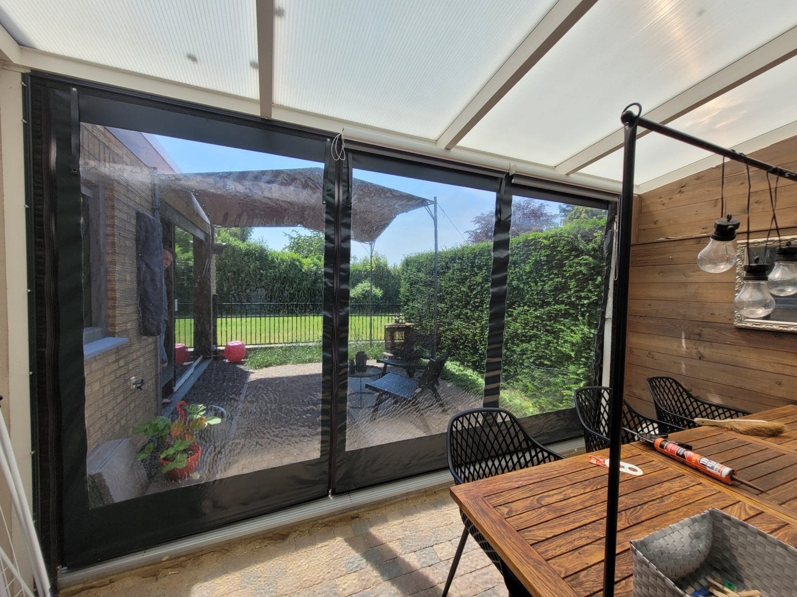 Transparante zeil voor veranda Terrasoverkapping met ritsen, Ophalen, Gebruikt, Veranda