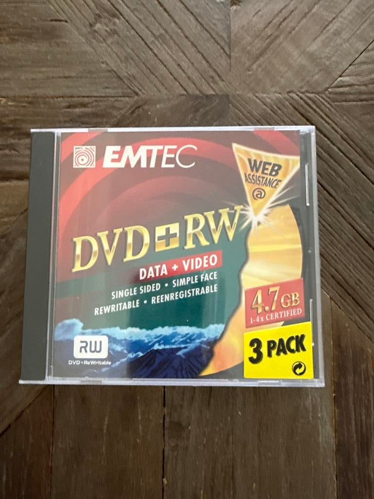 EMTEC DVD+RW 4.7GB (3-pack) - Herschrijfbaar, Computers en Software, Beschrijfbare discs, Nieuw, Dvd, Herschrijfbaar, Ophalen of Verzenden