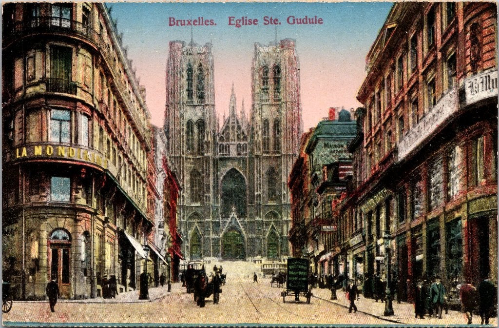 Brussel België - 12 antieke postkaarten Kathedraal V, Verzenden, 1920 tot 1940, Gelopen, Brussel (Gewest)