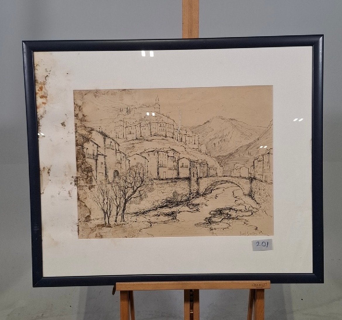 Schilderij van Bertus de Meij - Dorpsgezicht, Ophalen, Schilderij, Gesigneerd