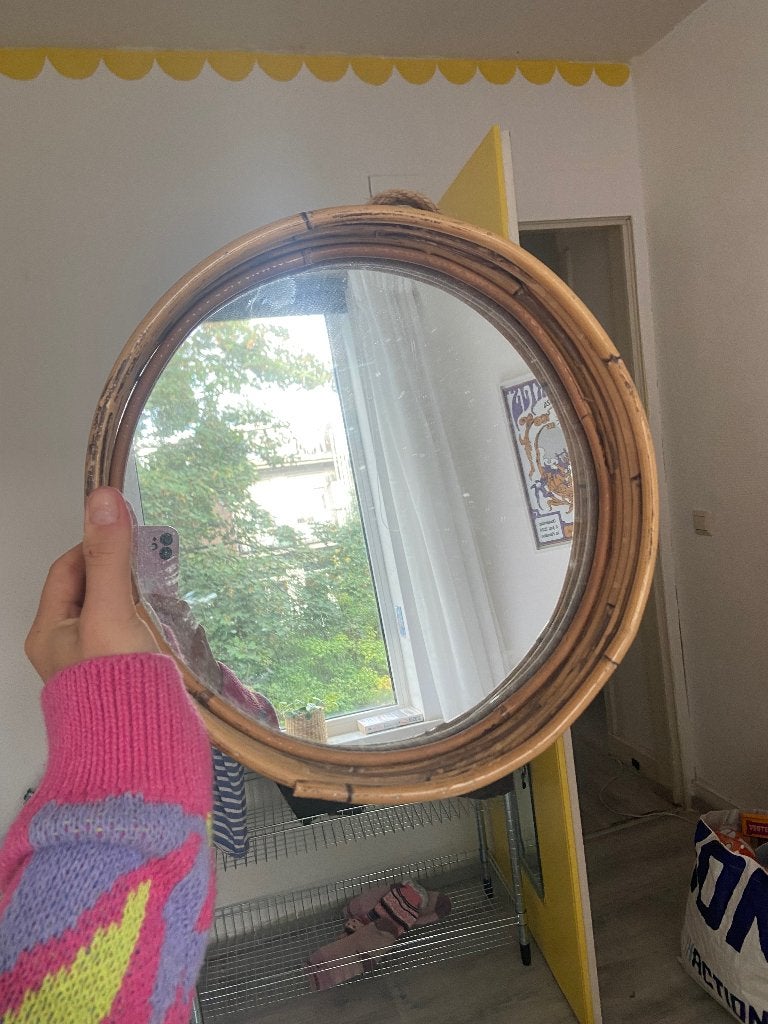 Spiegel bamboo, Huis en Inrichting, Ophalen, Minder dan 50 cm, Zo goed als nieuw, Minder dan 100 cm