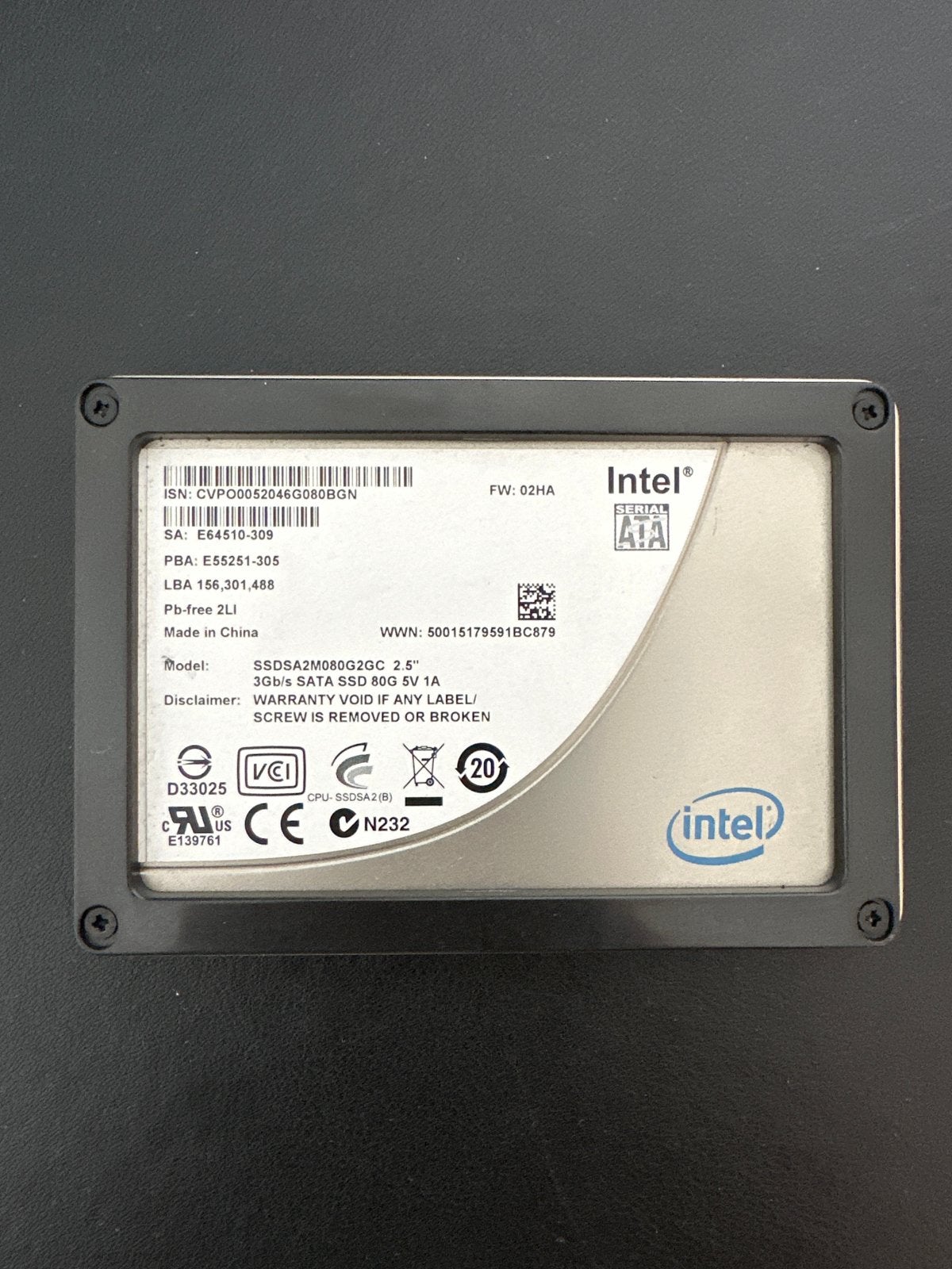 Intel SSD 80GB SATA 2.5 inch - Snelle opslag, Computers en Software, Ophalen, Intern, Gebruikt, Server