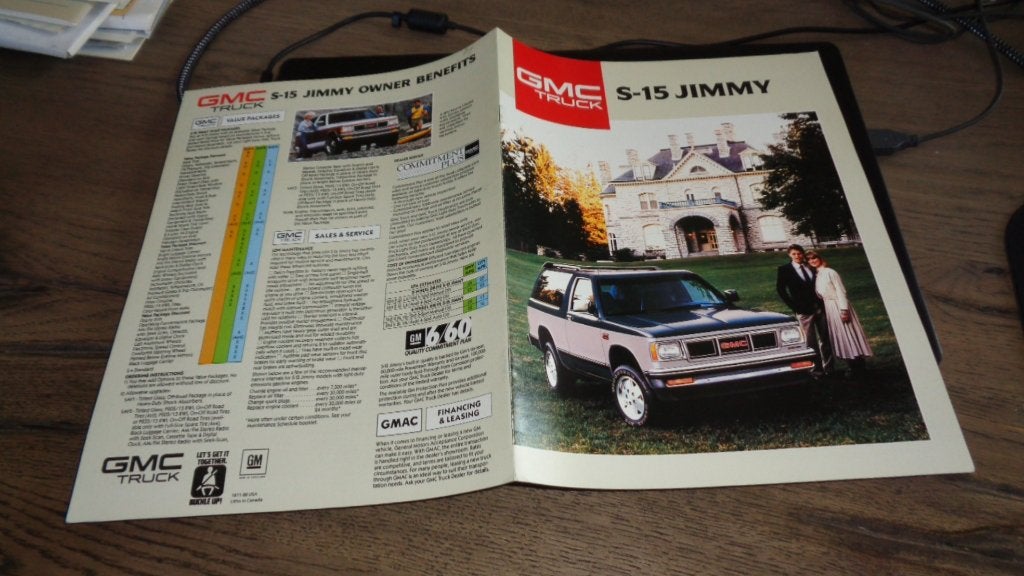 Folder GMC  S-15  JIMMY  ,  1988   (NIEUW), Verzenden, Nieuw, Overige merken