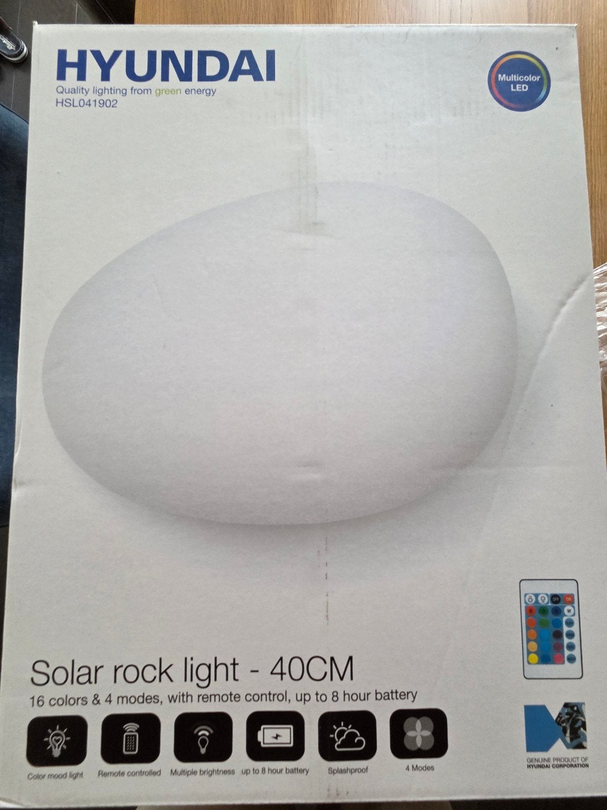 Hyundai Solar Rock Light - 40CM, Multicolor LED9, Ophalen, Zonne-energie, Kunststof, Minder dan 50 watt
