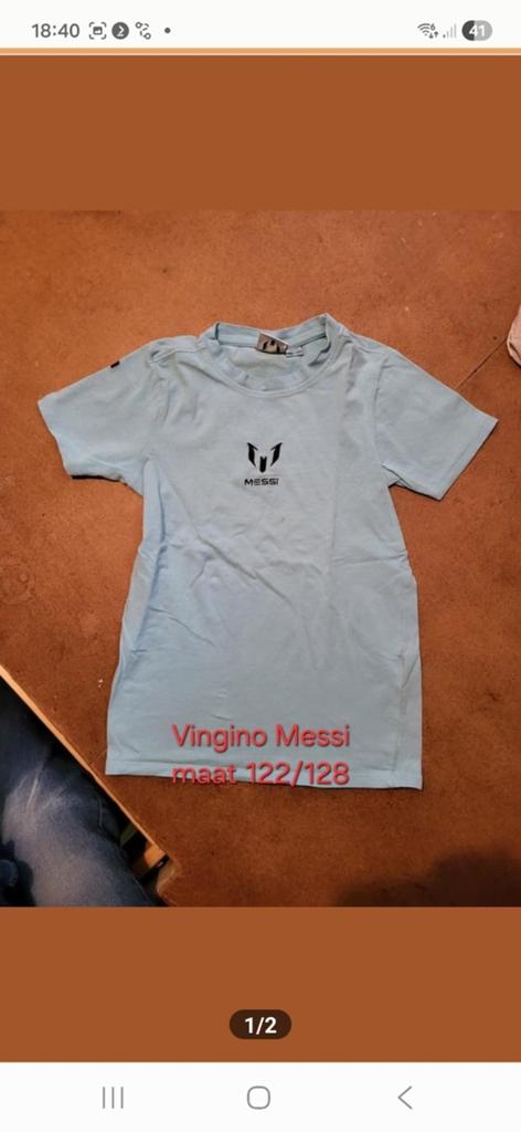 Vingino Messi T-shirt maat 122/128 €5, Ophalen of Verzenden, Zo goed als nieuw, Jongen, Shirt of Longsleeve