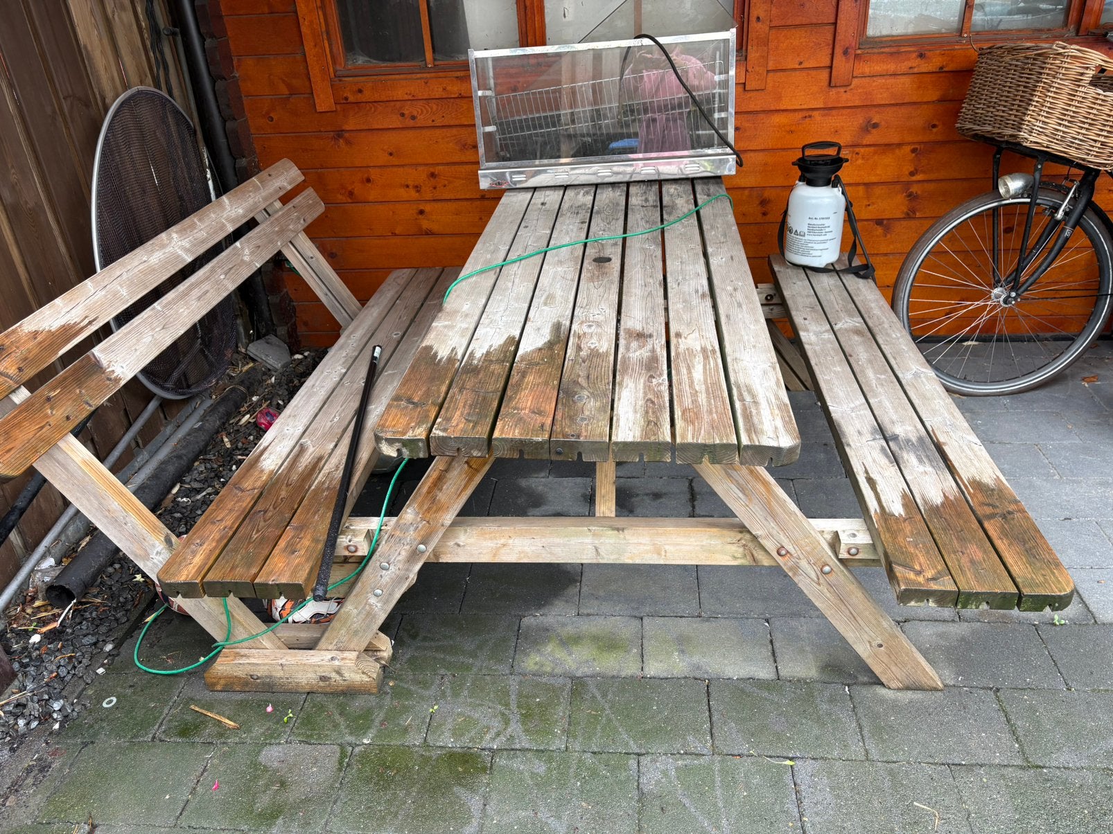 Grote picknick tafel, Ophalen, Gebruikt, Rechthoekig, Hout