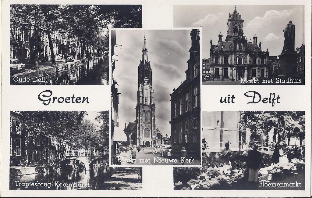 Delft oude gelopen ansichtkaart ( 831 ), Ophalen of Verzenden, 1940 tot 1960, Gelopen, Zuid-Holland