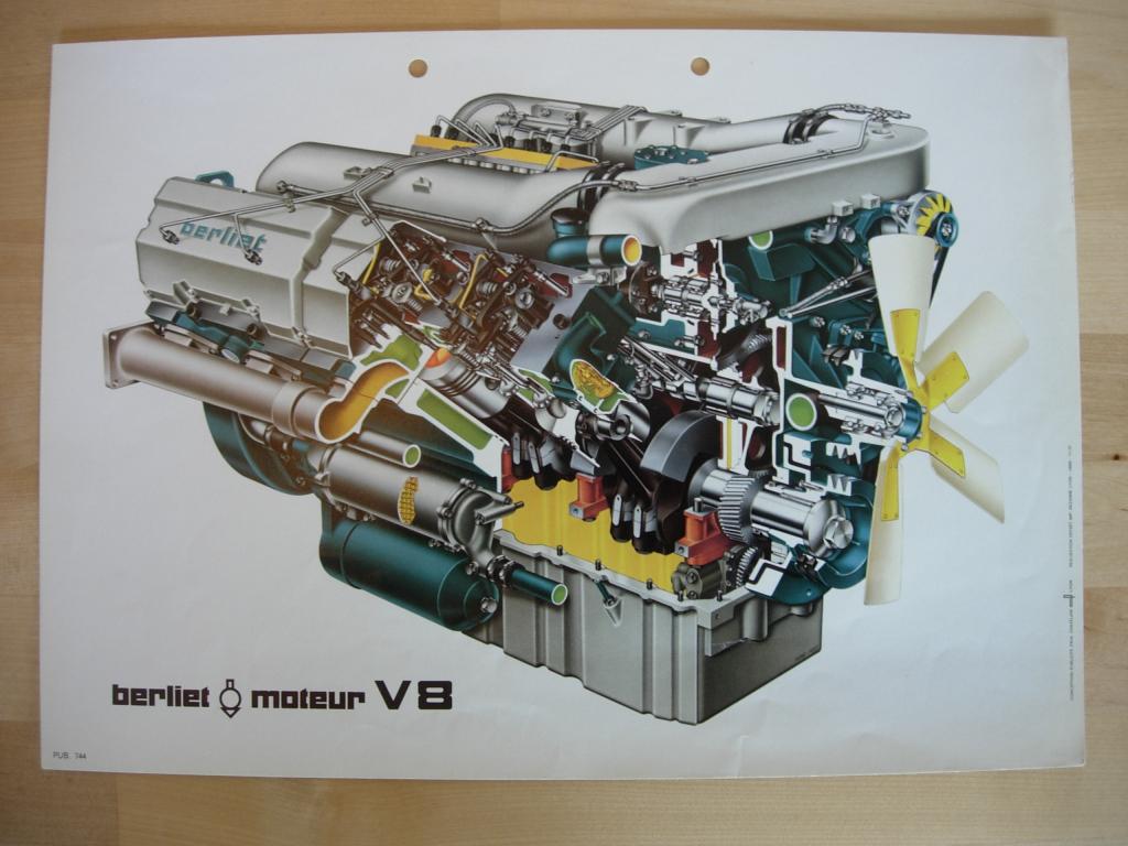 Berliet V8 Motor Tekening 1972, Gelezen, Algemeen, Berliet, Ophalen of Verzenden