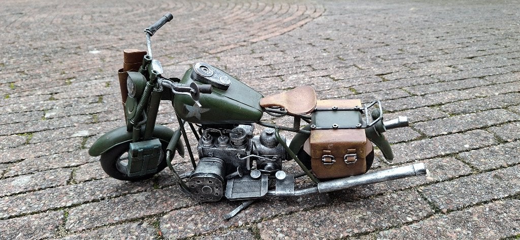 Handgemaakte  Vintage US Army  Harley-Davidson motorfiets, Ophalen of Verzenden, Landmacht, Amerika, Miniatuur of Beeldje