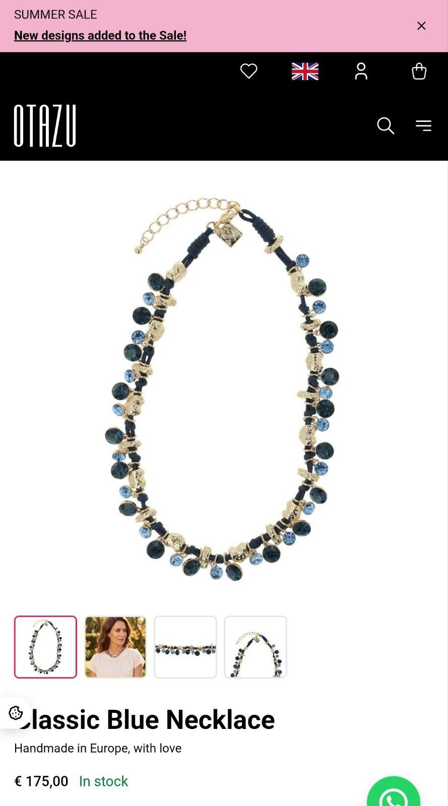 NIEUW Otazu Classic Blue collier, bracelet & earpins, Sieraden, Tassen en Uiterlijk, Kettingen, Ophalen, Nieuw, Blauw, Overige materialen