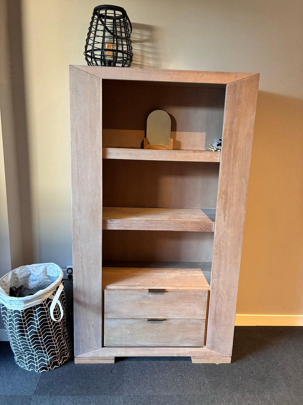 Stijlvolle eiken houten boekenkast met lades, Ophalen, 50 tot 100 cm, Zo goed als nieuw, Met lade(s)