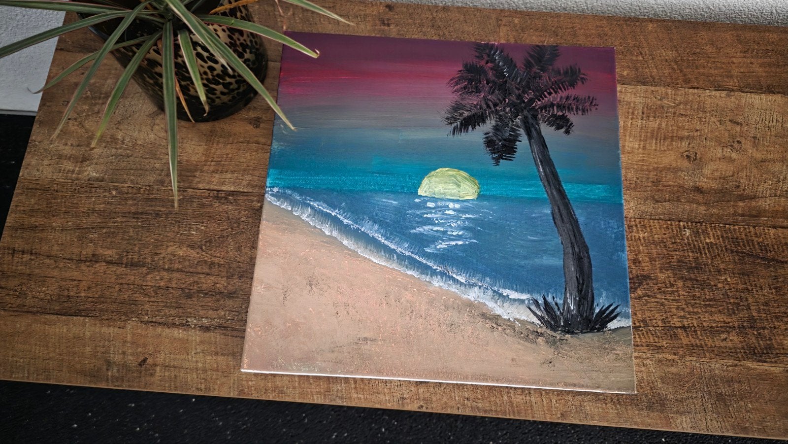 een schilderij voor warmte en vakantie gevoel in je huis., Antiek en Kunst, Landschap, Acrylverf, Ophalen of Verzenden, Overige materialen