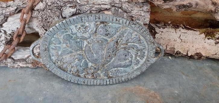 oude verweerde franse ovale onderzetter fruitdecor, Ophalen of Verzenden