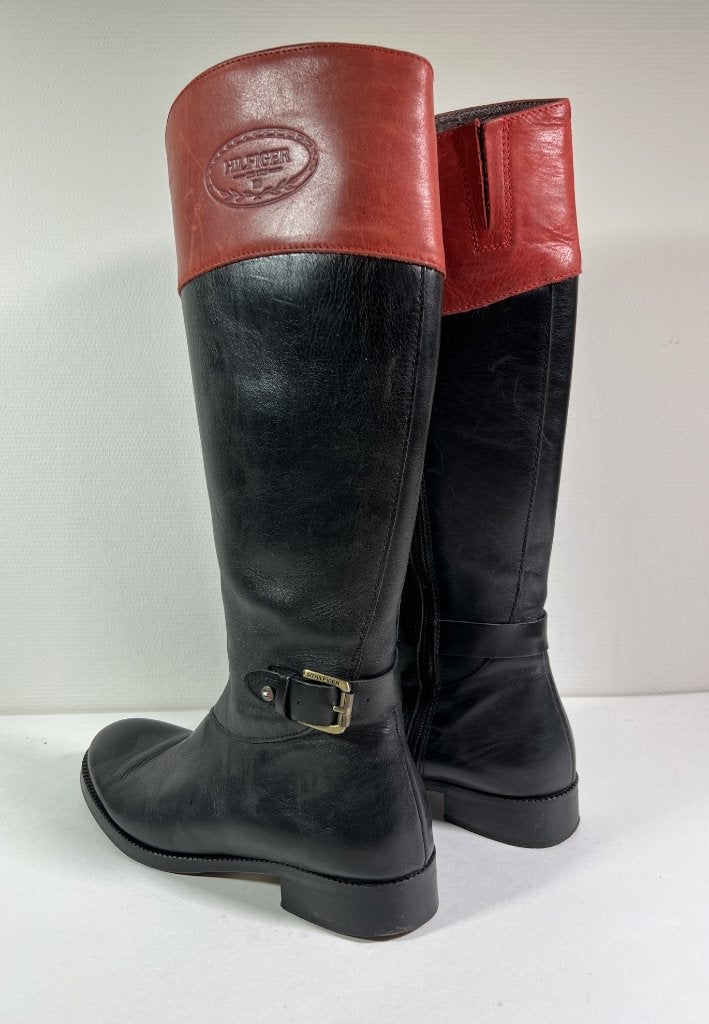 Tommy Hilfiger hoge laarzen, zwart/rood, maat 40, Hoge laarzen, Zwart, Ophalen of Verzenden, Gedragen