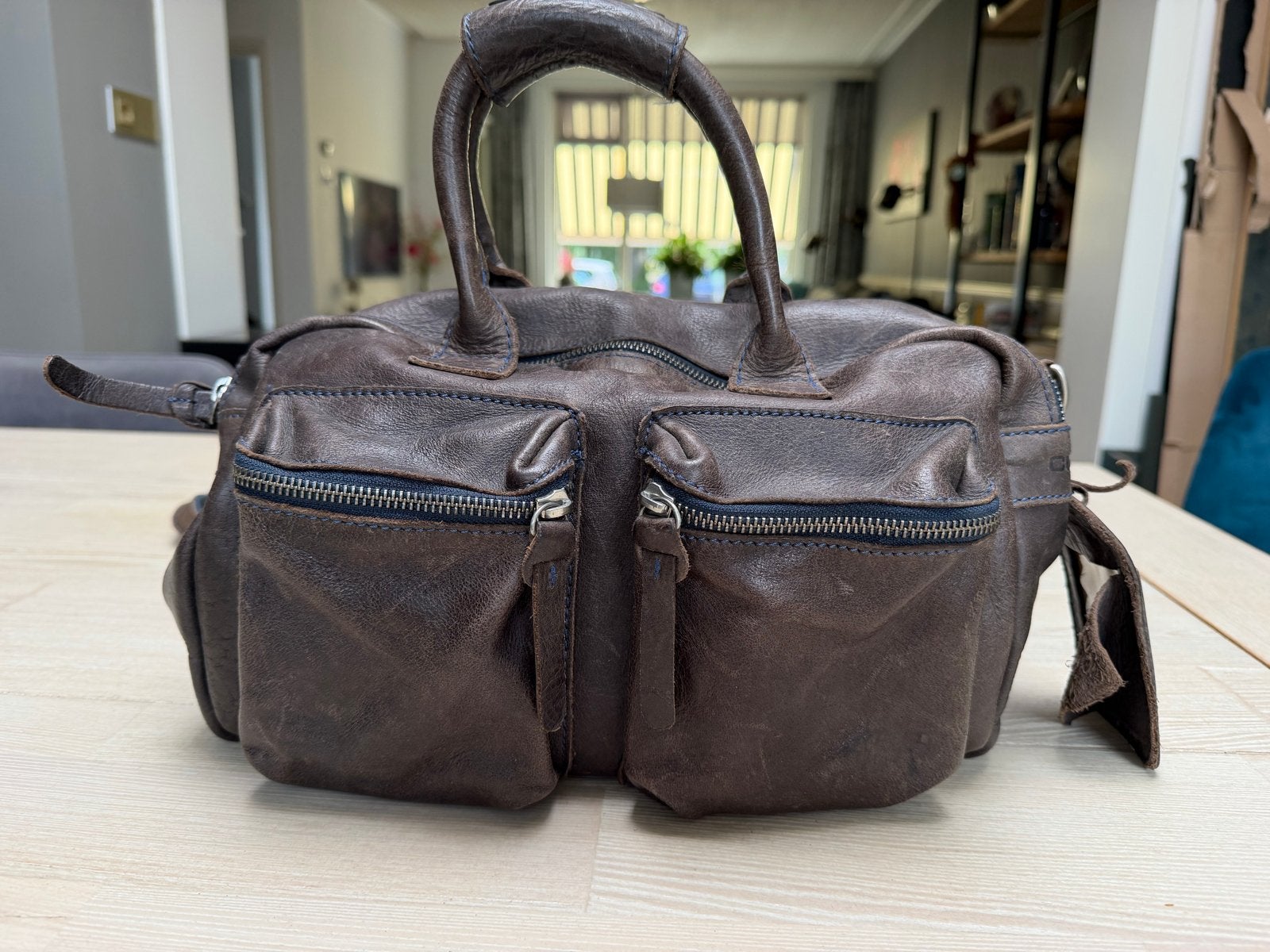 Cowboysbag The Little Bag 1346 Antaciet grijs Leren Handtas, Ophalen of Verzenden, Gebruikt, Grijs, Handtas