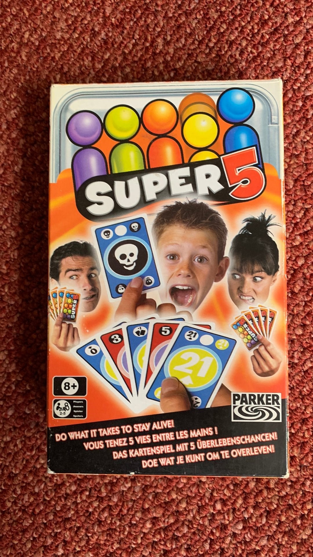 Super 5 kaartspel van Parker super5, Hobby en Vrije tijd, Ophalen of Verzenden, Zo goed als nieuw