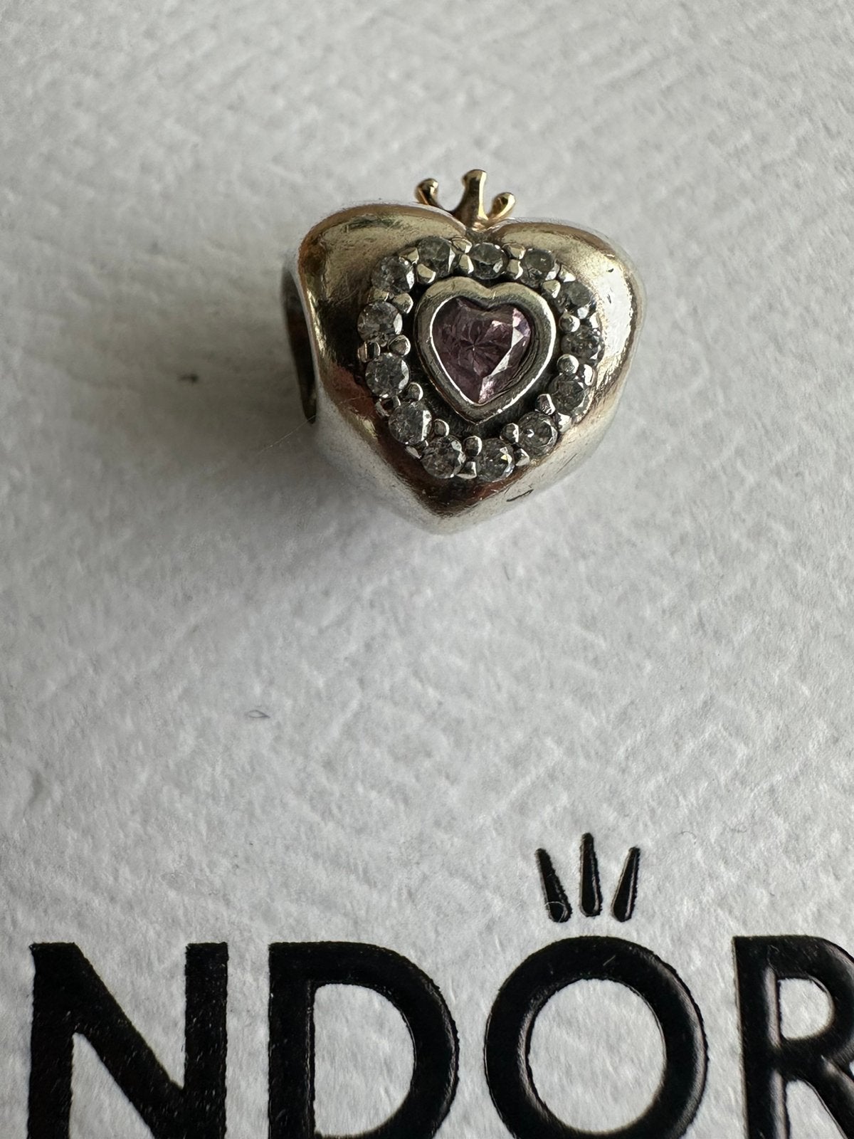 Pandora bedel pricess met gouden kroontje, Sieraden, Tassen en Uiterlijk, Bedels, Ophalen of Verzenden, Zo goed als nieuw, Zilver