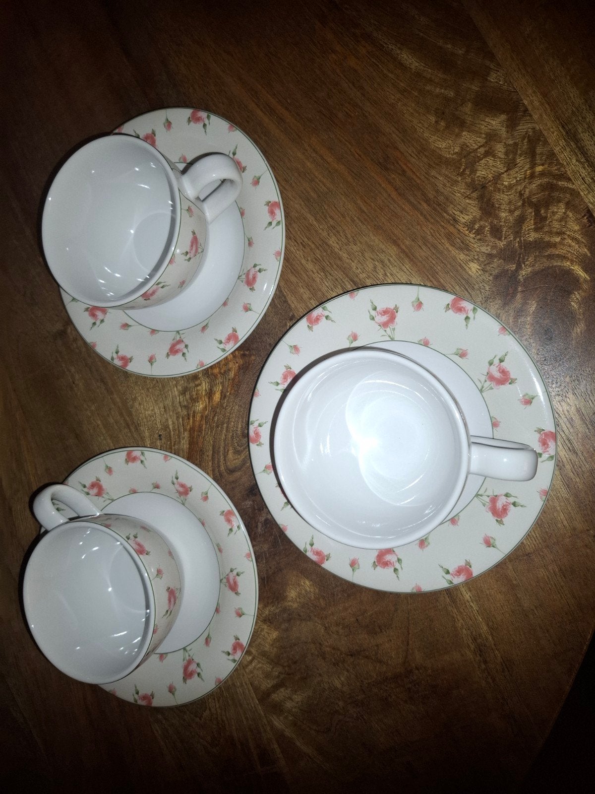 3 kop en schotels wall paper roses, Ophalen of Verzenden