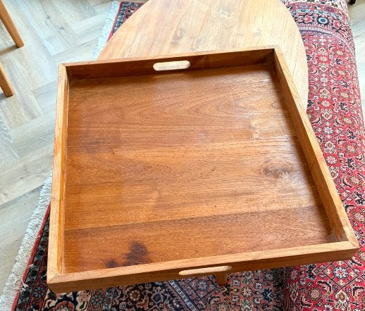 teakhouten dienblad, Met opstaande rand, Ophalen of Verzenden, Zo goed als nieuw, Dienblad