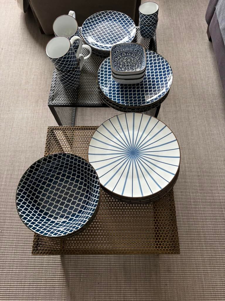 Riverdale blauw / wit servies, Huis en Inrichting, Ophalen, Gebruikt