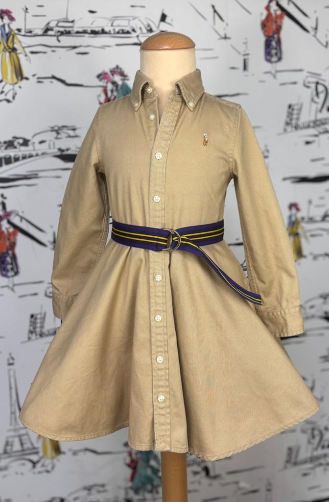 Ralph Lauren zandkleurige chino jurk maat 4, Zo goed als nieuw, Ralph Lauren, Jurk of Rok, Verzenden