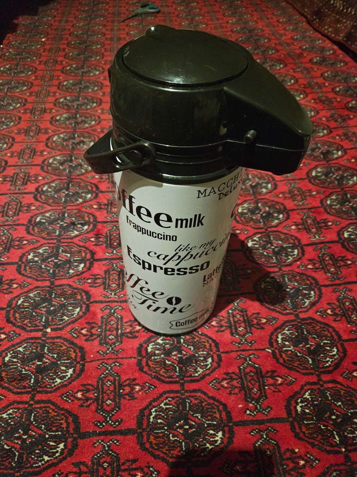 Thermoskan met koffie-opdruk, Ophalen, Metaal, Wit, Overige merken