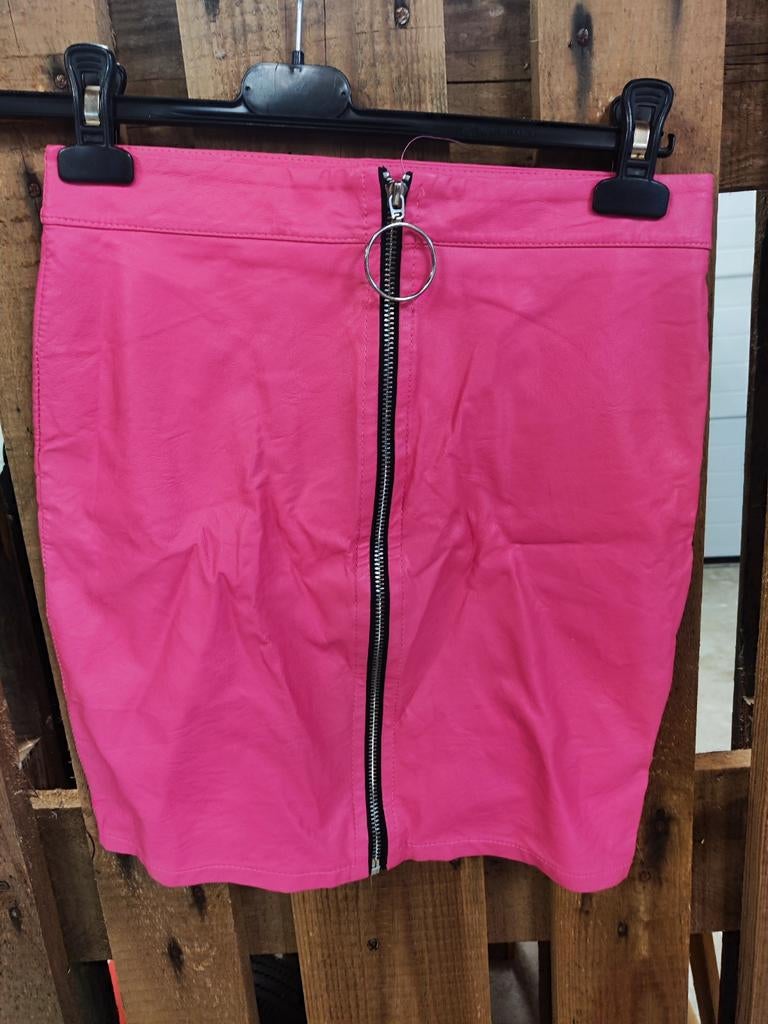 Roze nep leren minirok H&M - Maat S, Kleding | Dames, Rokken, Zo goed als nieuw, Maat 36 (S), Roze, Boven de knie, Ophalen of Verzenden