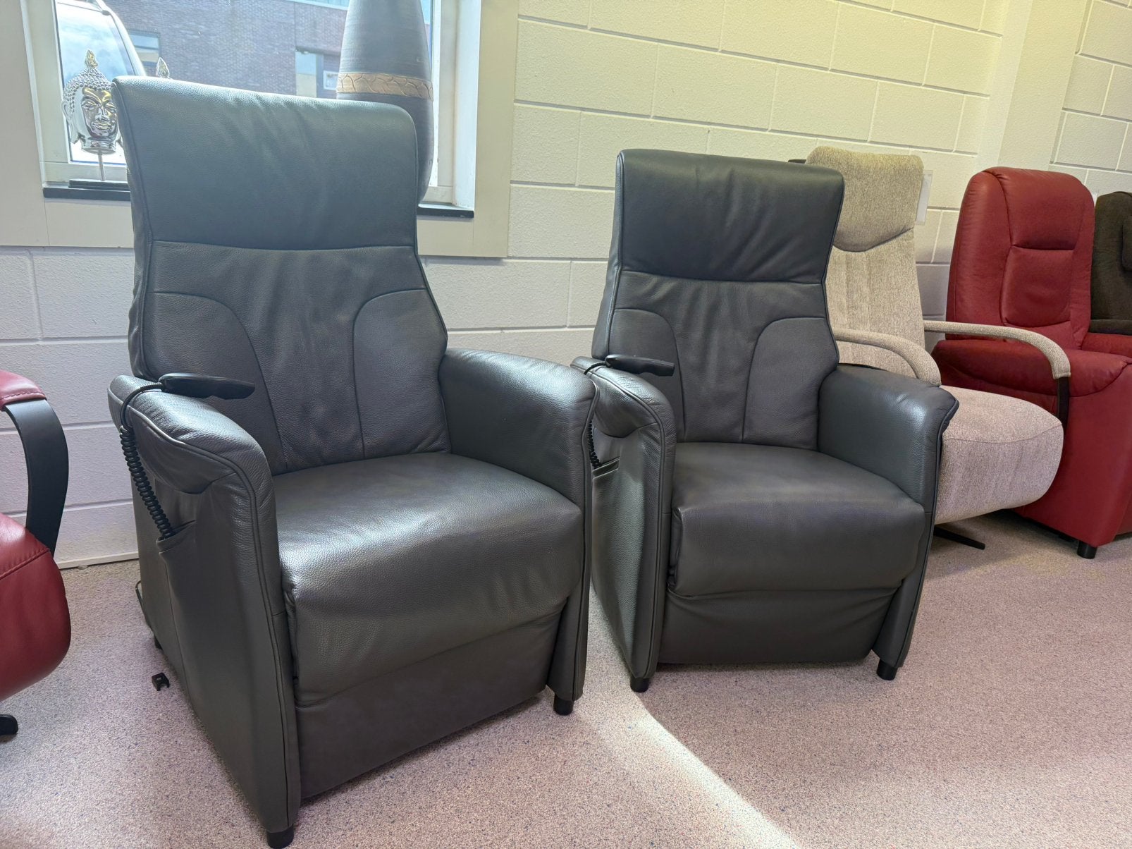 Als nieuwe Set sta op fauteuils relax stoel relaxfauteuils, Huis en Inrichting, Ophalen of Verzenden, Zo goed als nieuw, Leer