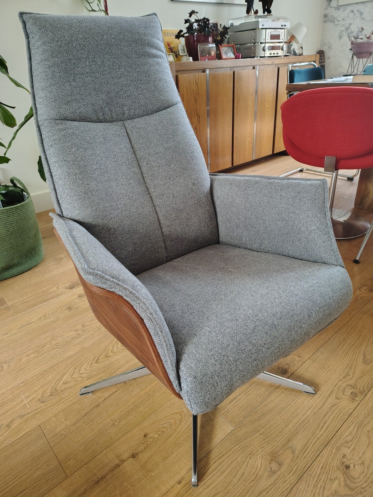 Hjort Knudsen Draaifauteuil Grijs gemêleerde stof, Ophalen, Minder dan 50 cm, Minder dan 75 cm, Scandinavisch