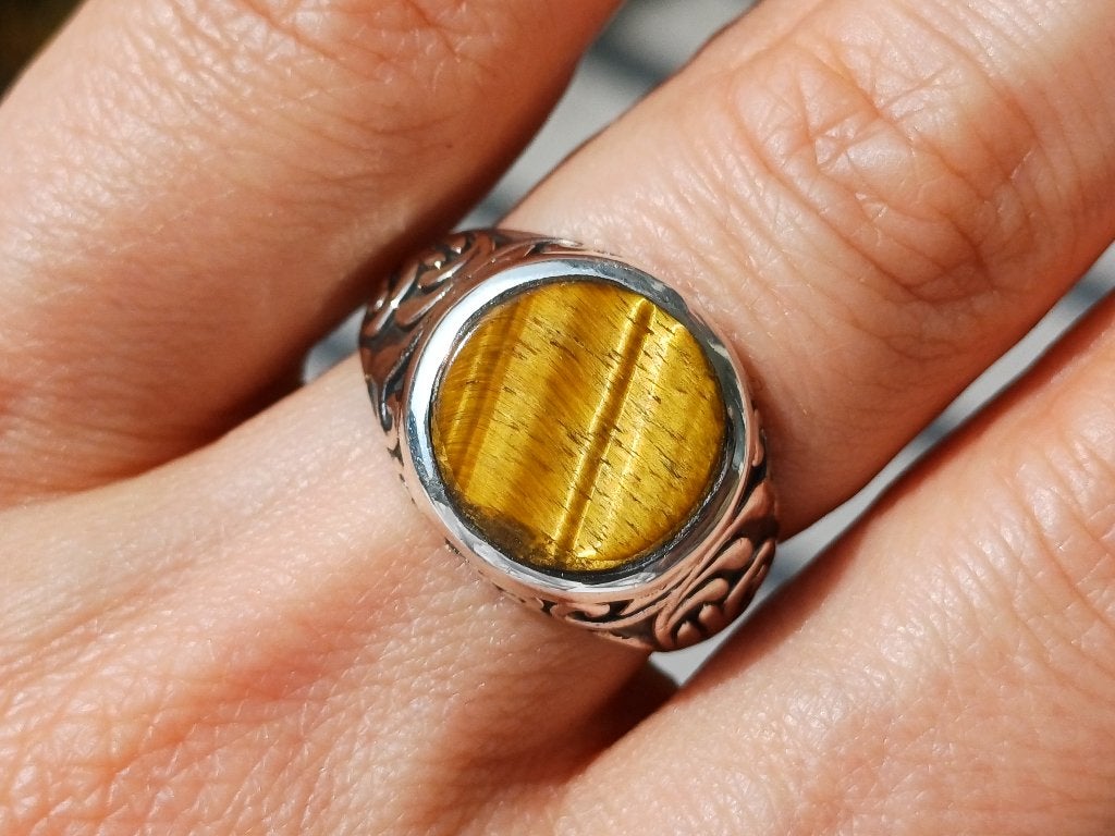 Vanoli 925 zilveren herenring met tijgeroog maat 18, Sieraden, Tassen en Uiterlijk, 18 tot 19, Vanoli, Bruin, Amsterdam