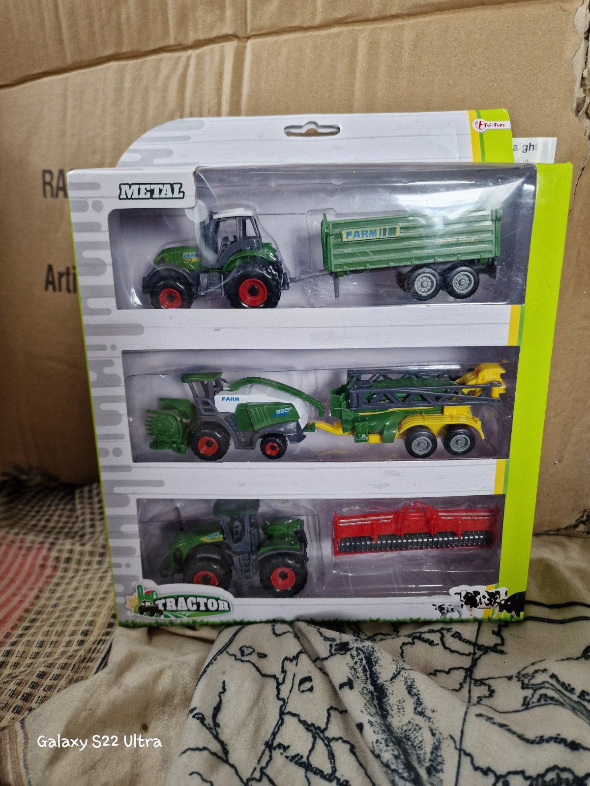 Metalen Tractor Speelgoedset met Landbouwmachines, Ophalen of Verzenden, Nieuw