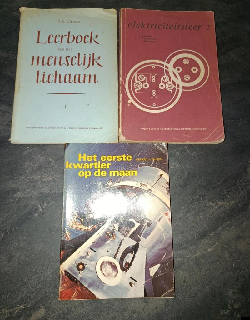 Vintage boeken: Menselijk Lichaam, Elektriciteitsleer, Maan, Gelezen, Ophalen of Verzenden, G.H. Waage, Gerard J. Plukkel, Alpha