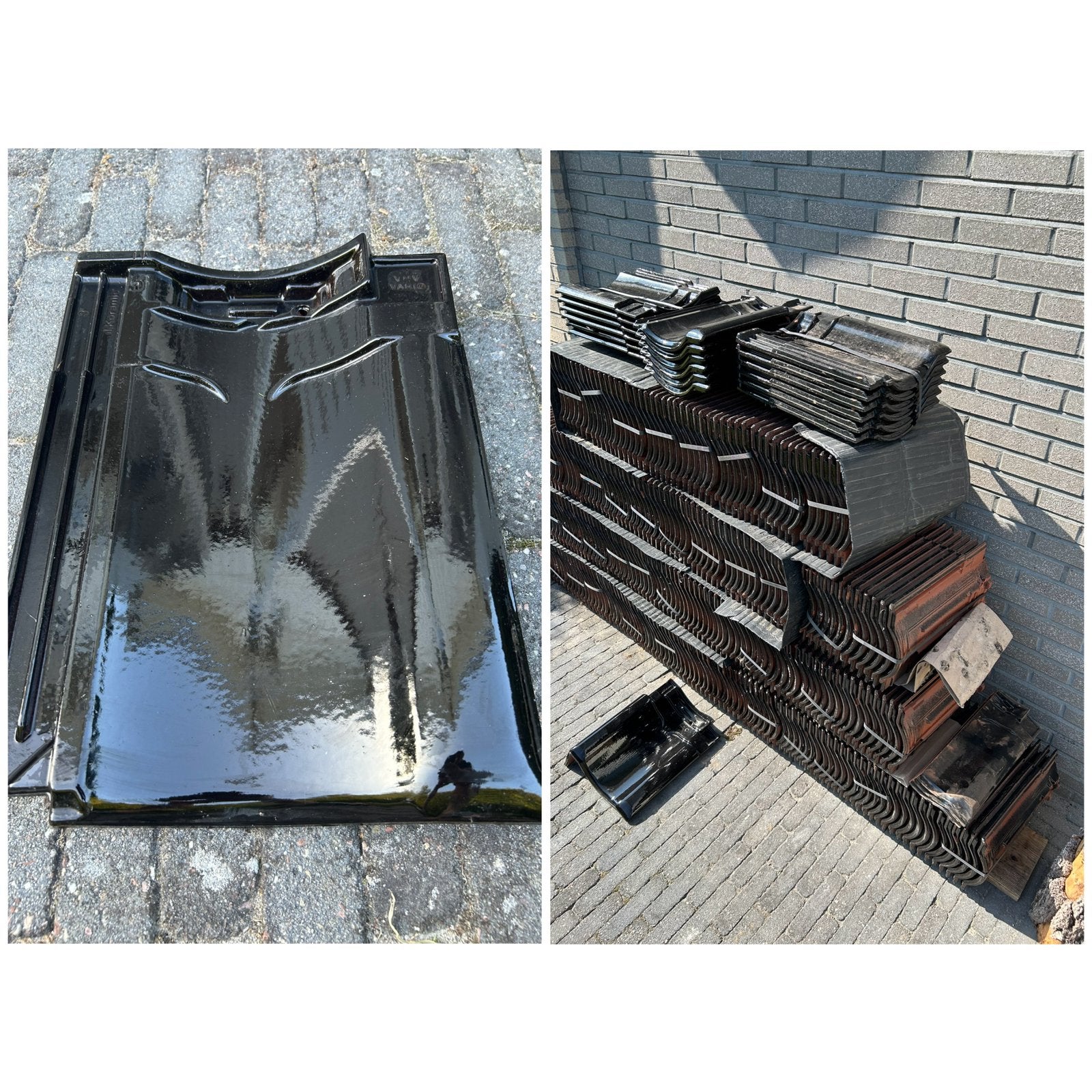 VHV Vario Zwart Verglaasd dakpan, 226 stuks, Doe-het-zelf en Verbouw, Dakpannen en Dakbedekking, Ophalen, Steen of Klei, Zwart