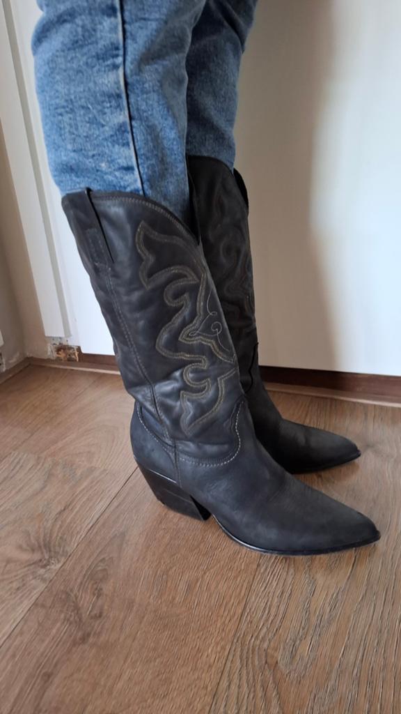 Elena lachi laarzen texaanse stijl western boots maat 40, Ophalen of Verzenden, Zwart, Hoge laarzen